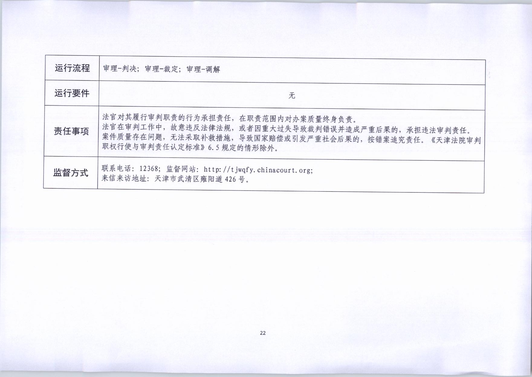 武清法院职责清单